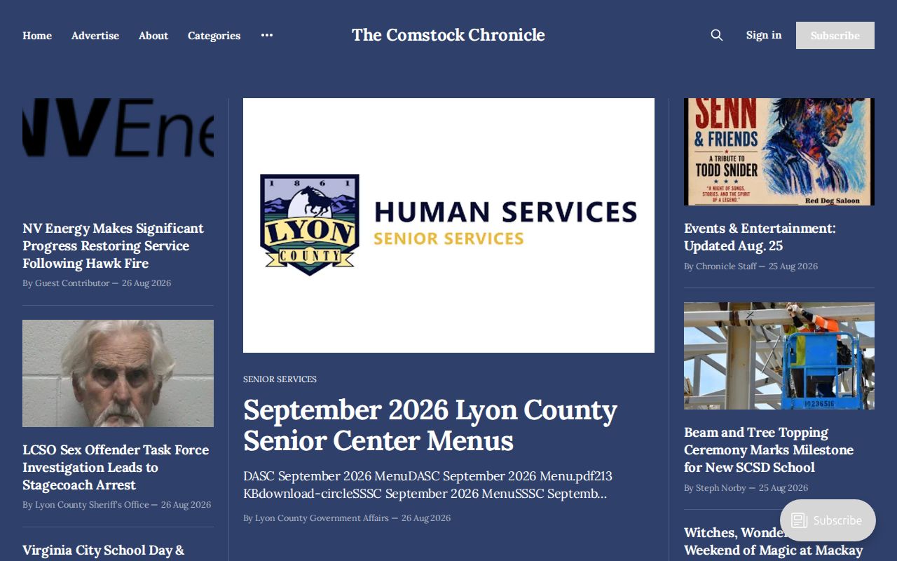 Storey County arrest-record reporting at a local news source